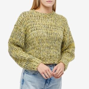 FRAME Cropped Marl Sweater Flash Lime Multi